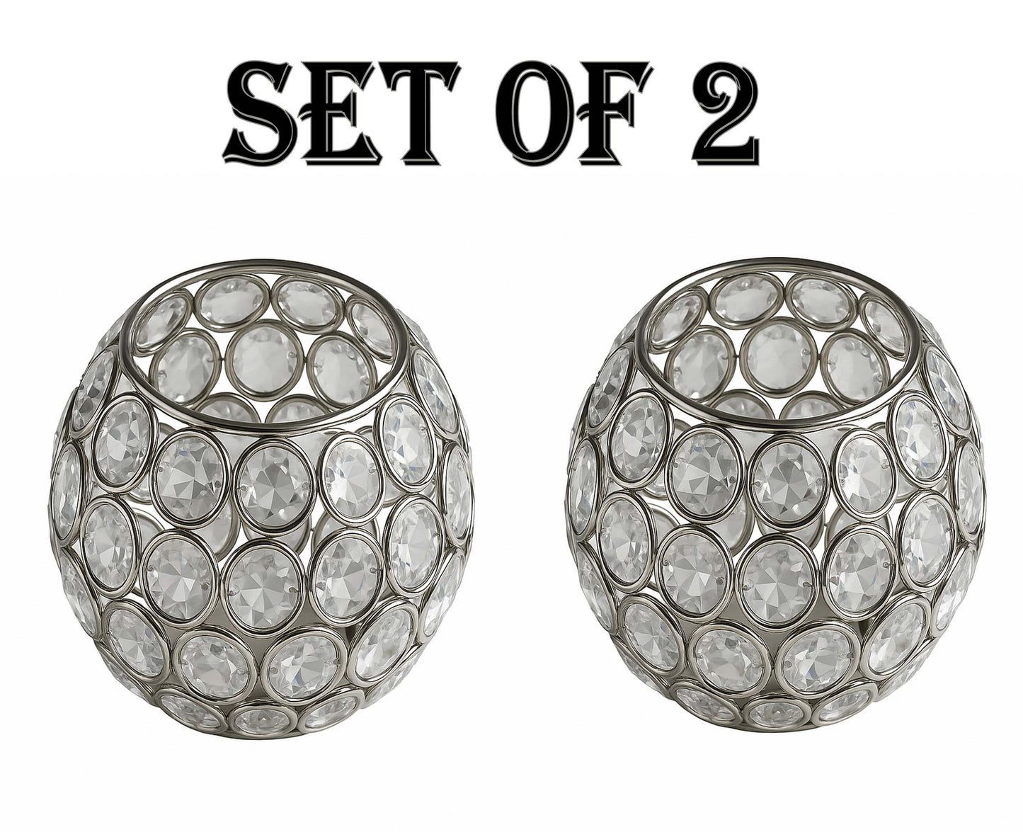 Crystal Tealight Candle Holders – Set of 2 - FREE GLOBAL SHIPPING