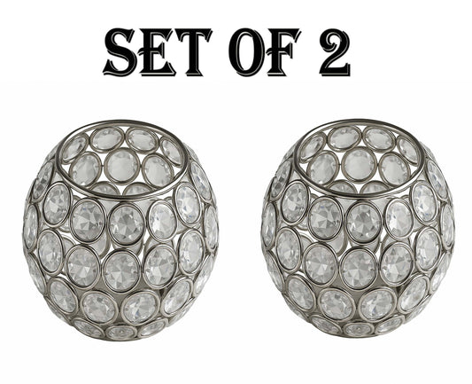Crystal Tealight Candle Holders – Set of 2 - FREE GLOBAL SHIPPING