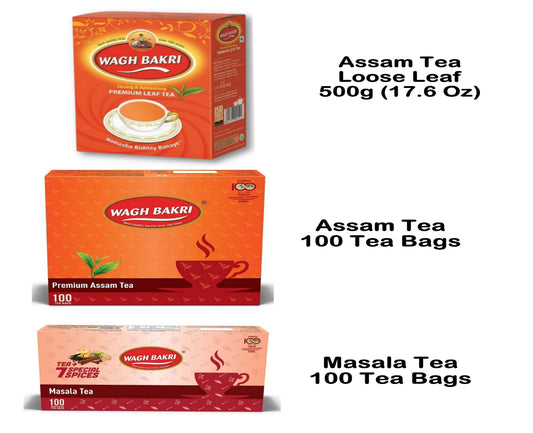 Wagh Bakri Premium Assam Tea & Masala Chai (Spice Tea) Loose Leaf / Tea Bags FREE GLOBAL SHIPPING