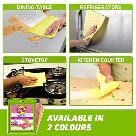 Scotch-Brite Sponge Wipes – Super Absorbent Cellulose table Cleaning Cloths (Pack of 5)