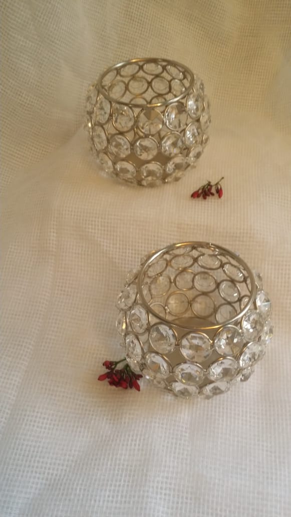 Crystal Tealight Candle Holders – Set of 2 - FREE GLOBAL SHIPPING