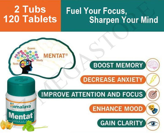 Himalaya Mentat 60 Tablets Ayurvedic Brain Tonic for Memory, Focus & Mental Clarity