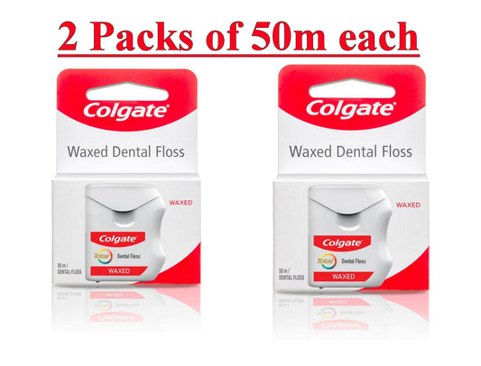 Colgate Dental Floss – Waxed, 50m – Pack of 2| Gentle & Effective Plaque Removal | FREE GLOBAL SHIPPING