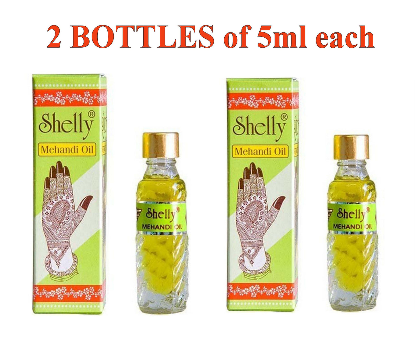 Shelly Mehndi Oil 5ml Enhances Henna Effect 2 Bottles FREE GLOBAL SHIPPING
