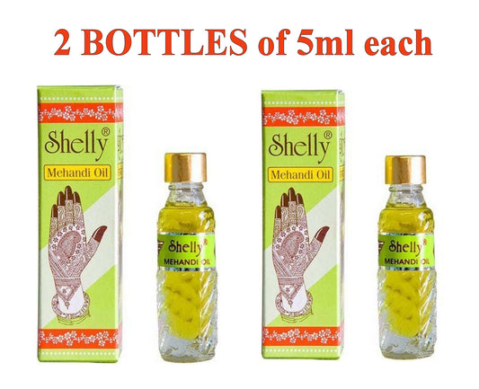 Shelly Mehndi Oil 5ml Enhances Henna Effect 2 Bottles FREE GLOBAL SHIPPING