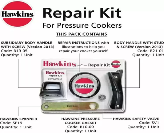 HAWKINS Cooker Repair Kit Set (Kit5L) Gasket Safety Valve Body Handles Spanner - FREE GLOBAL SHIPPING