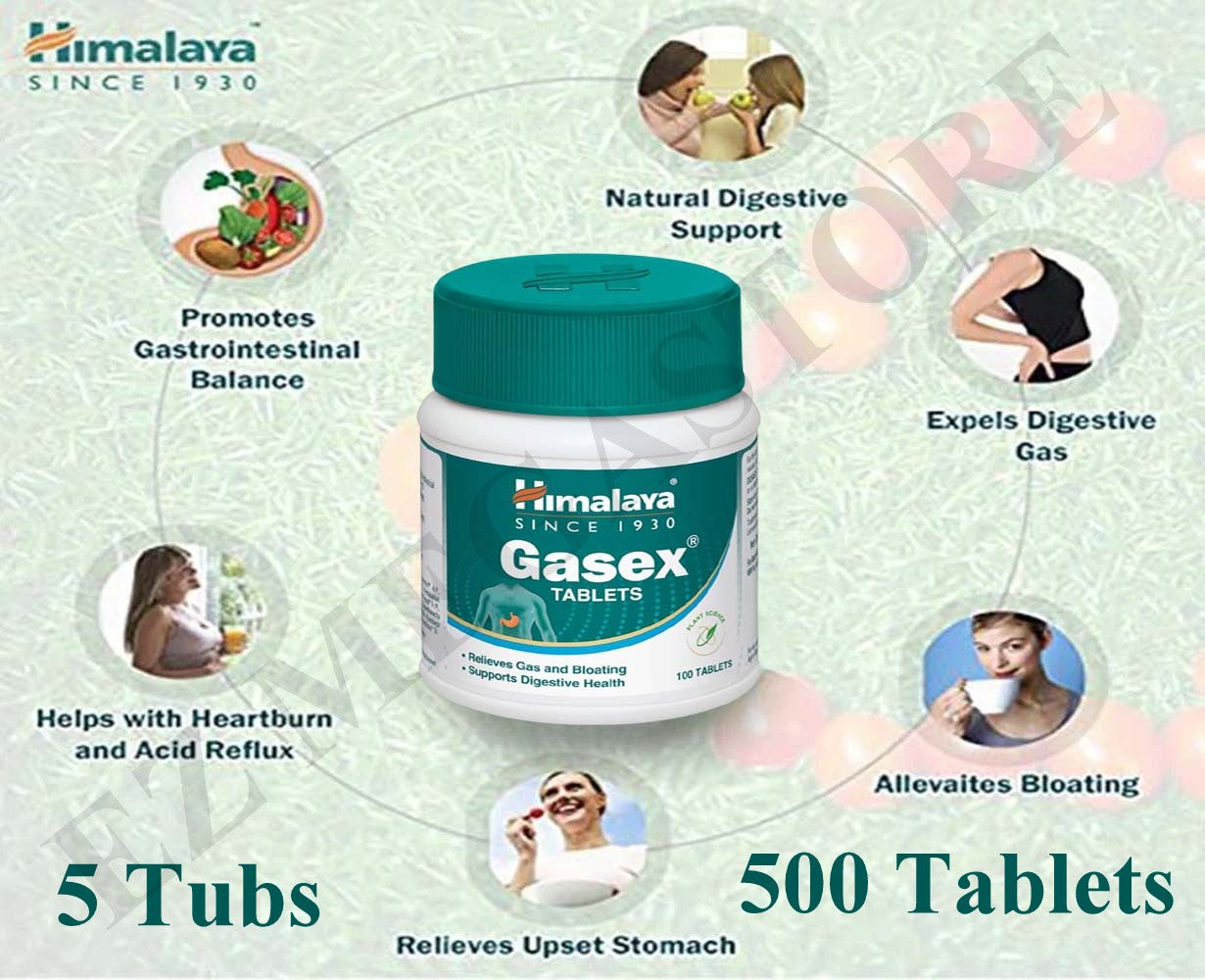 Himalaya Gasex – Ayurvedic Tablets for Gas, Bloating & Indigestion Relief (100 Tabs Pack)