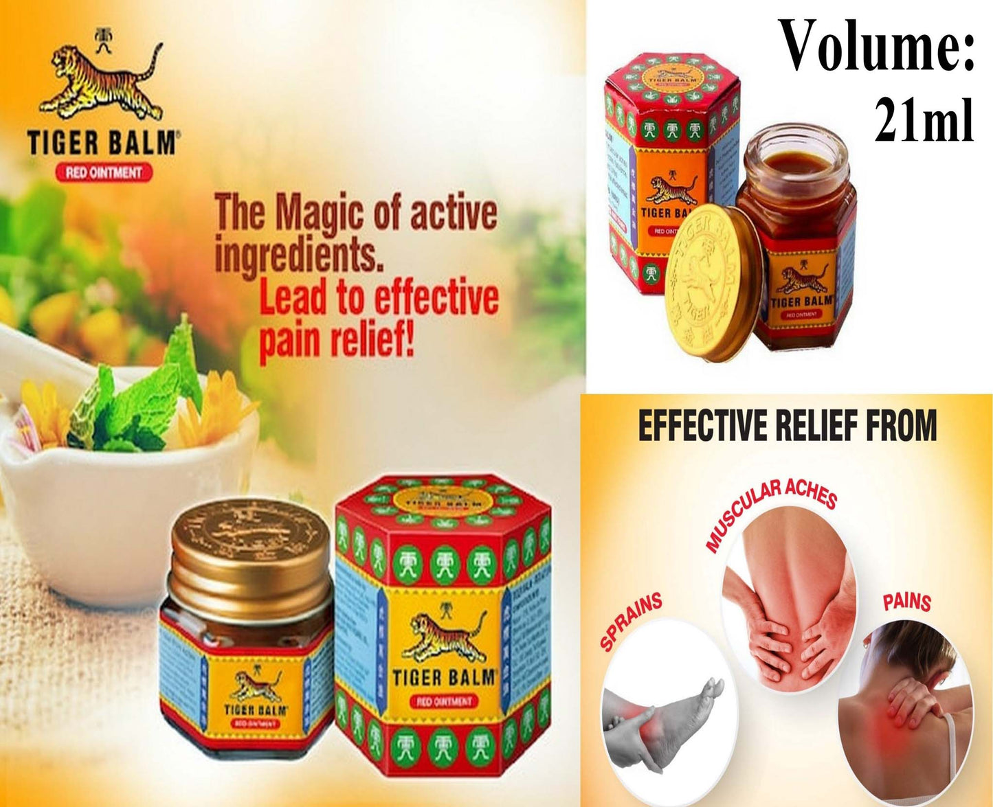 Tiger Balm – Herbal Pain Relief for Muscles & Joints 21ml