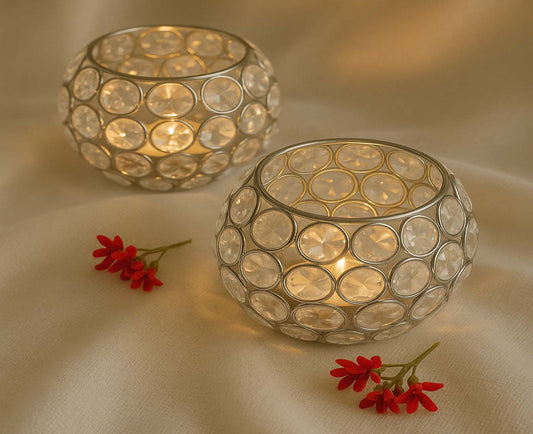 Crystal Tealight Candle Holders – Set of 2 - FREE GLOBAL SHIPPING
