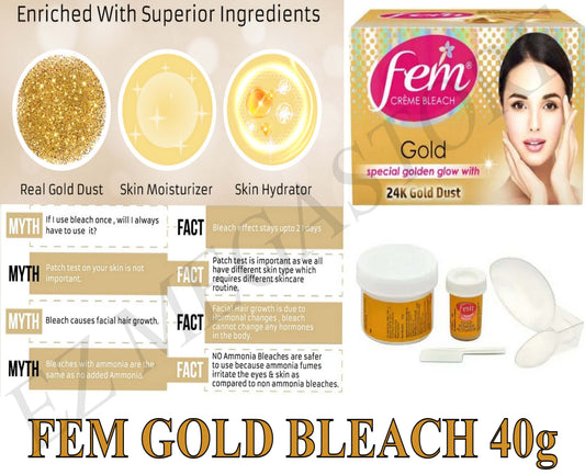 Fem Gold Bleach 40g Instant Glow with Real Gold Dust for Radiant Skin FREE GLOBAL SHIPPING