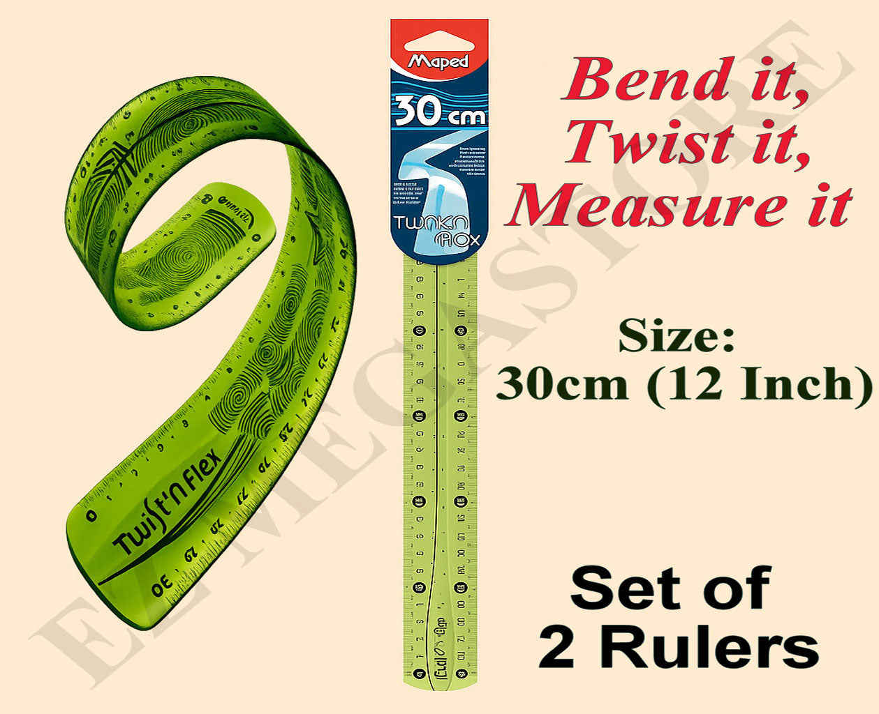 Maped Flexible Ruler – 30cm (2 Nos.) Unbreakable Measuring Scale for School Office FREE GLOBAL SHIPPING