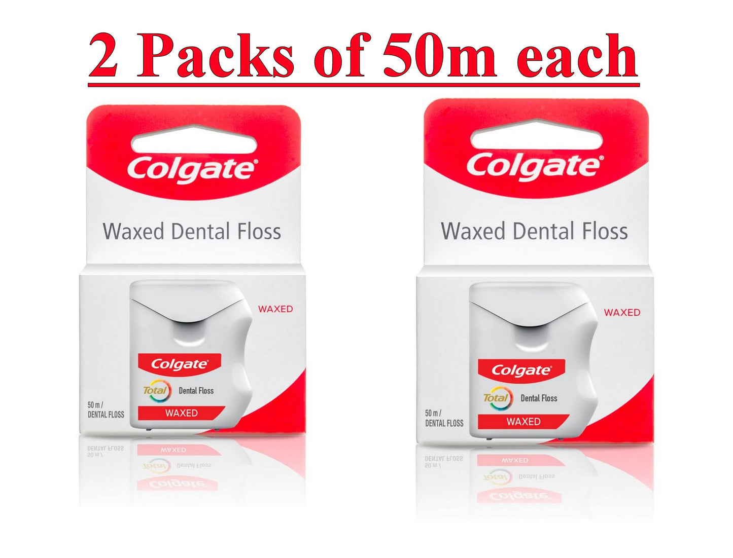 Colgate Dental Floss – Waxed, 50m – Pack of 2| Gentle & Effective Plaque Removal | FREE GLOBAL SHIPPING