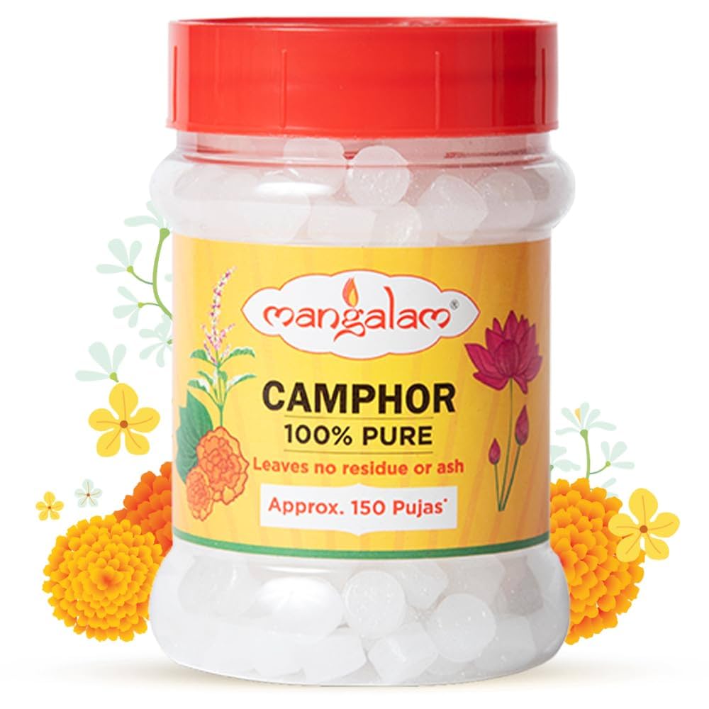 Mangalam Pure Camphor Bhimseni / Tablets  – 100% Pure Camphor for Puja | 100g FREE GLOBAL SHIPPING