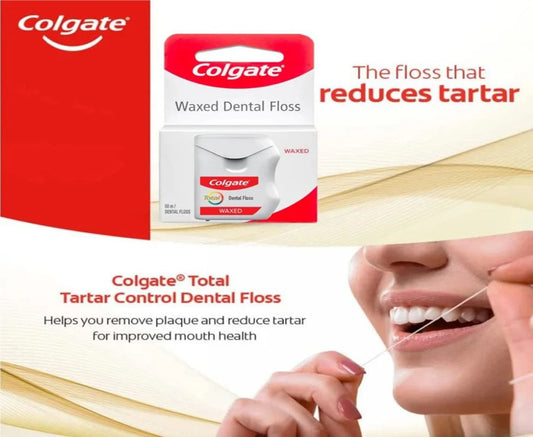 Colgate Dental Floss – Waxed, 50m – Pack of 2| Gentle & Effective Plaque Removal | FREE GLOBAL SHIPPING