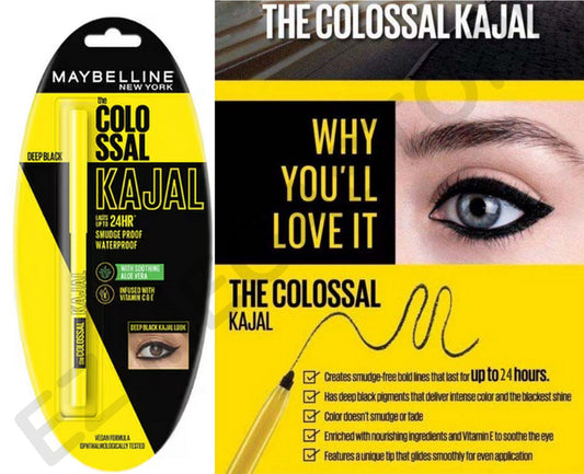 Maybelline Colossal Kajal Deep Black Kohl Smudge/Water Proof FREE GLOBAL SHIPPING