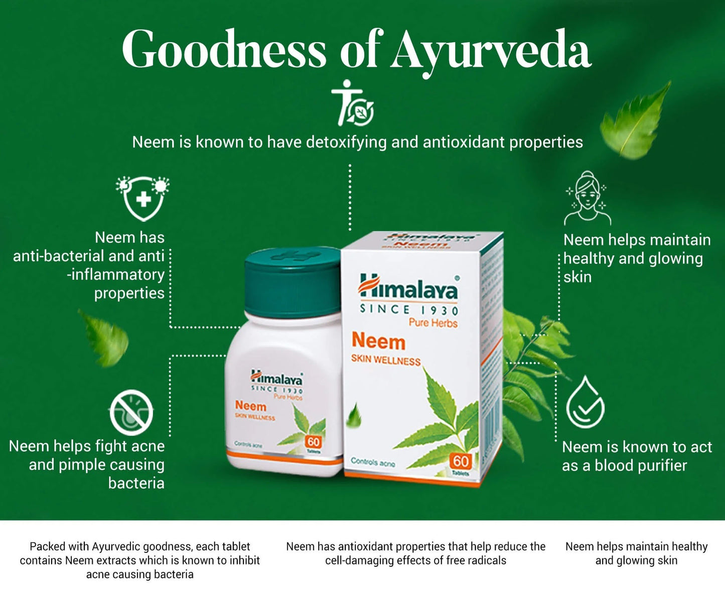 Himalaya Neem Tablets – Skin Detox & Immunity Support | 60 Tablets FREE GLOBAL SHIPPING