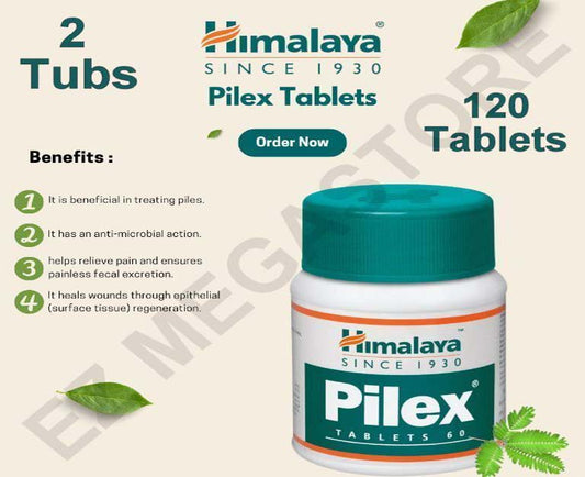 2 x Himalaya Pilex 60 Tablets Herbal Ayurvedic treatment for Hemorrhoids (Exp. 1-2027)