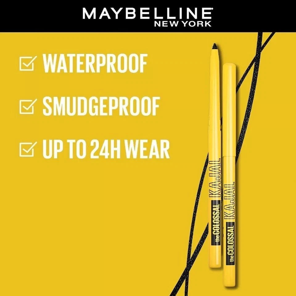 Maybelline Colossal Kajal Deep Black Kohl Smudge/Water Proof FREE GLOBAL SHIPPING