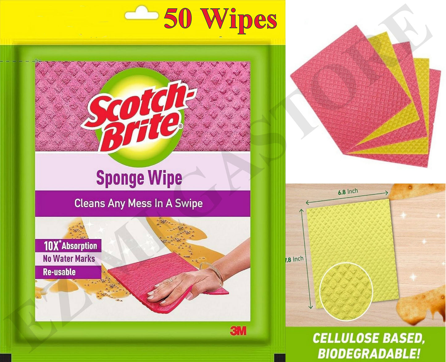 Scotch-Brite Sponge Wipes – Super Absorbent Cellulose table Cleaning Cloths (Pack of 5)