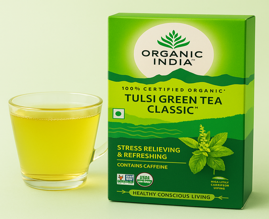 Green Tea Tulsi Organic India Loose Leaf Tea Bags FREE GLOBAL SHIPPING