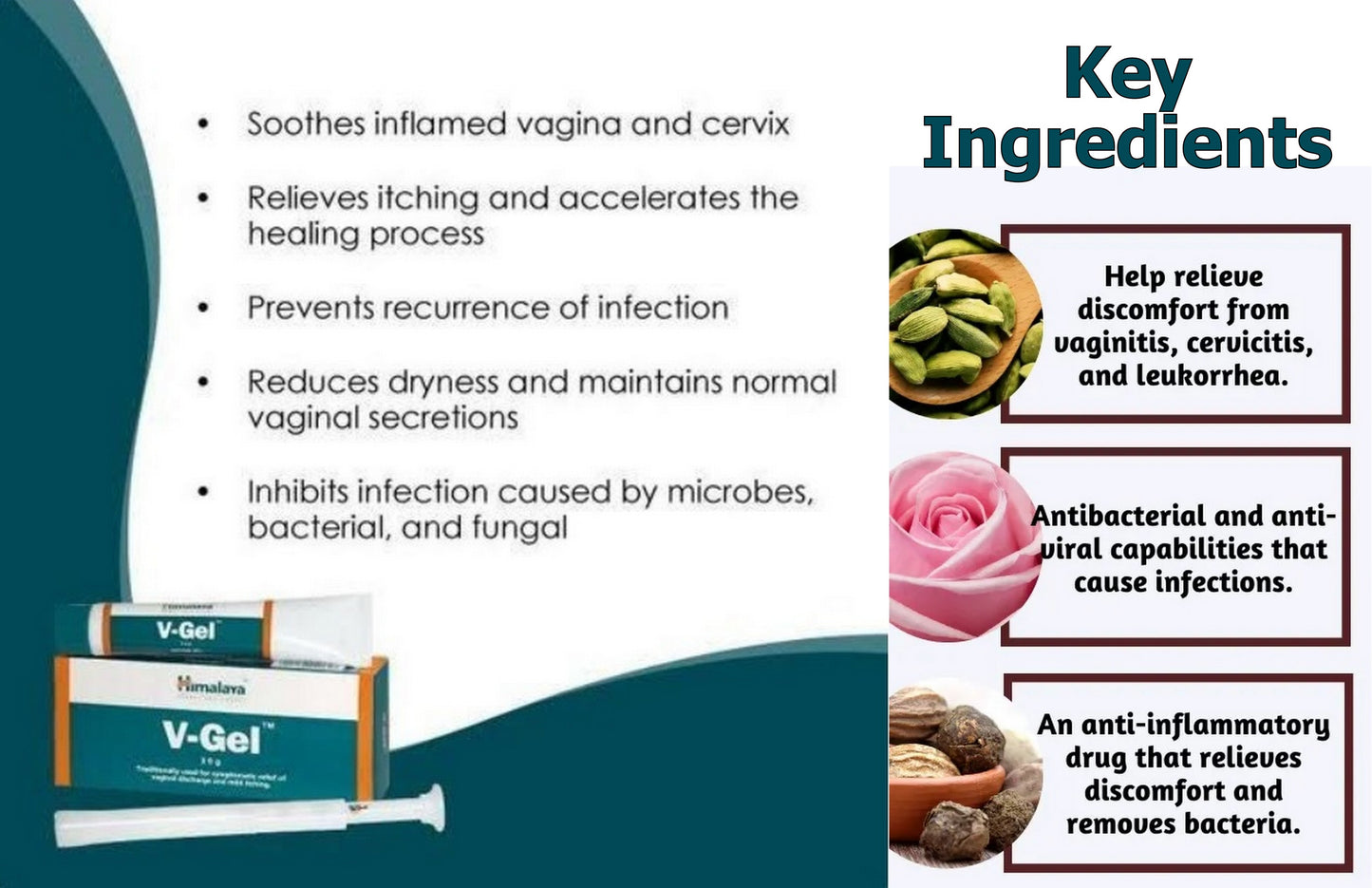 Himalaya V-Gel 30g Herbal Relief for Vaginal Irritation & Infections