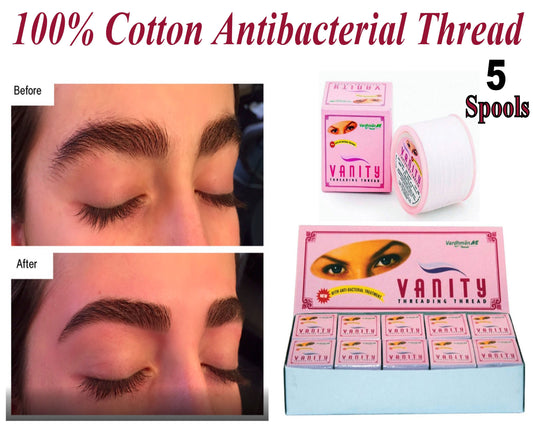 5 SPOOLS Vanity Cotton Threading Thread Anti Bacterial 300m - FREE GLOBAL SHIPPING